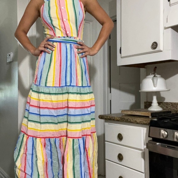 50’s Asymmetrical Sleeveless Striped Seersucker Summer Dress by Love